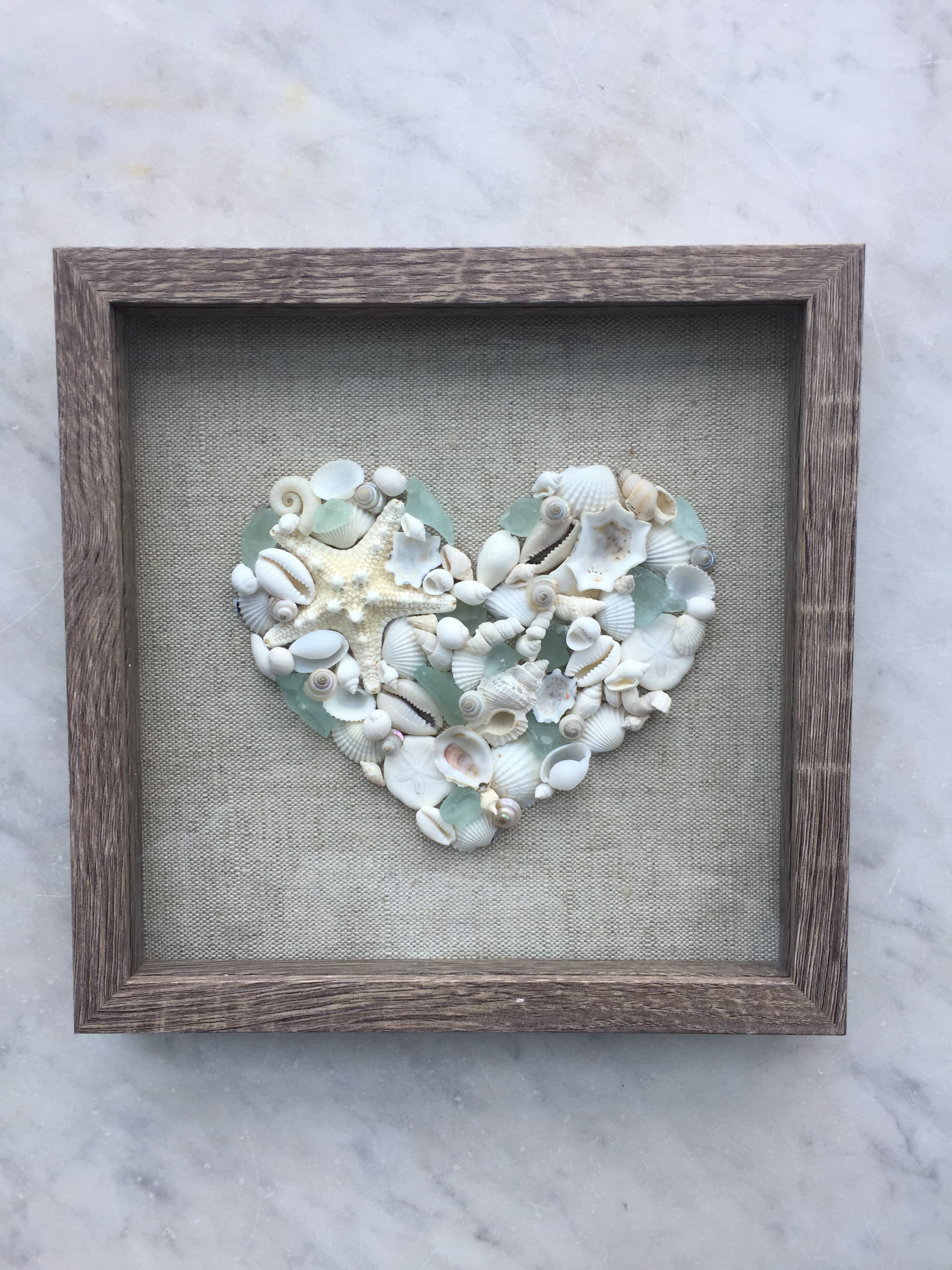 beach heart decor seashell heart sea glass heart Coral heart of the ocean resin heart, heart wall art sea glass art starfish heart